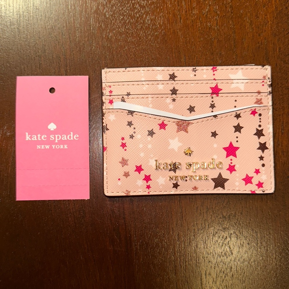 kate spade twinkle printed small slim card holder